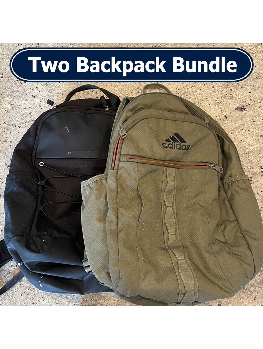 Kids Backpack Bundle | adidas Olive Green & Black Sport Backpacks